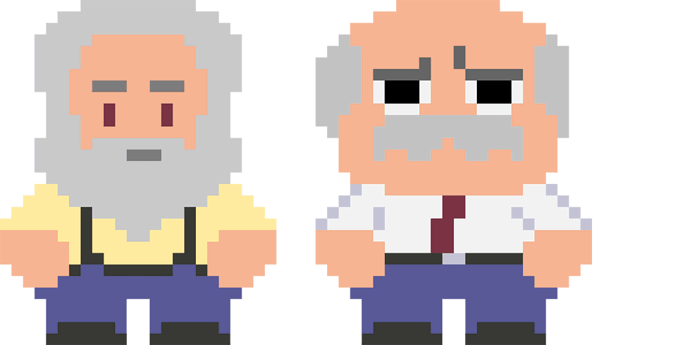 Oudere generatie verloren ouderen pixels