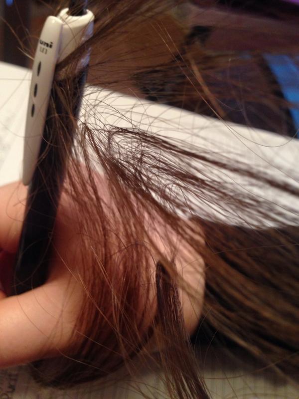 Lang haar frustraties pen vast