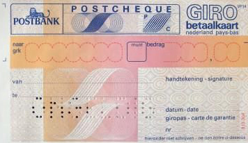 Postbank giro betaalkaart postcheque vroeger