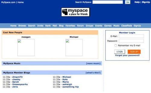 Websites van vroeger myspace