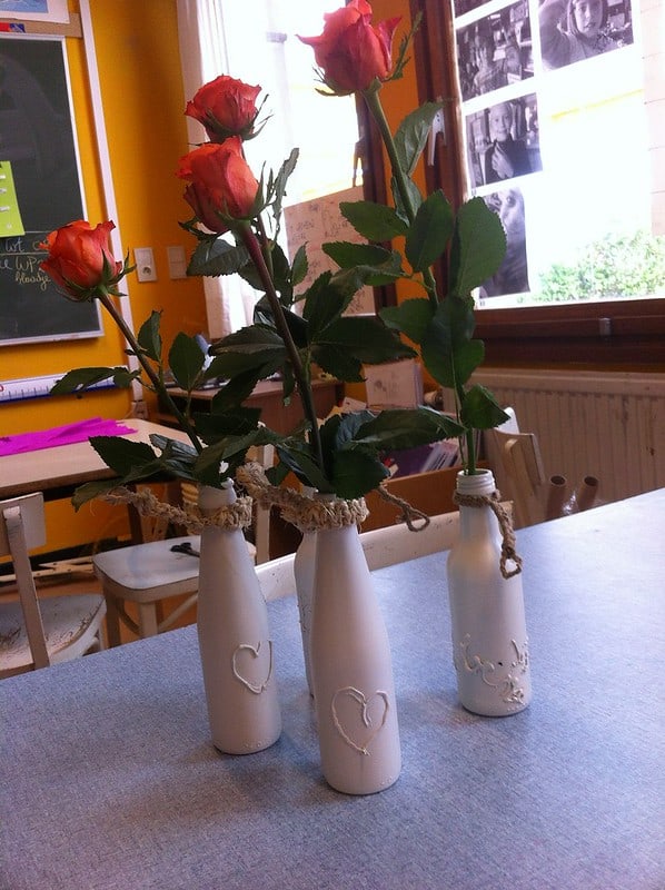 Moederdag vaderdag schoolwerkjes cadeau school vaasjes