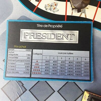 Hotel bordspel president kaart vroeger