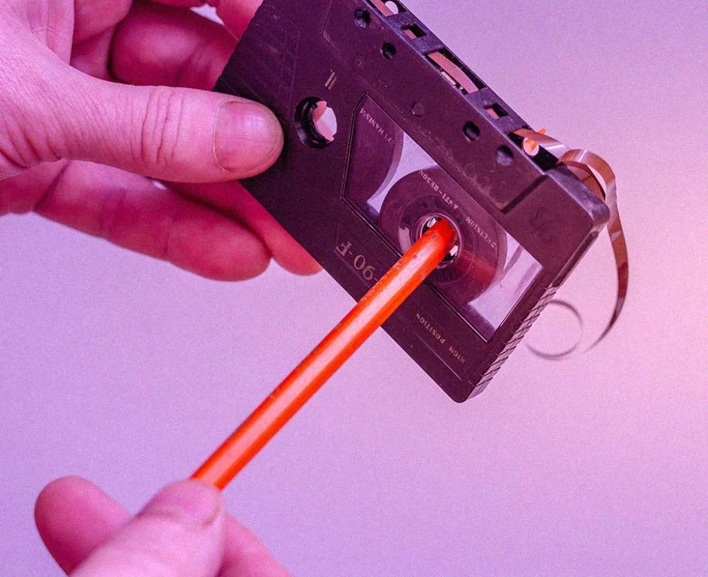 Cassetteband potlood draaien muziek
