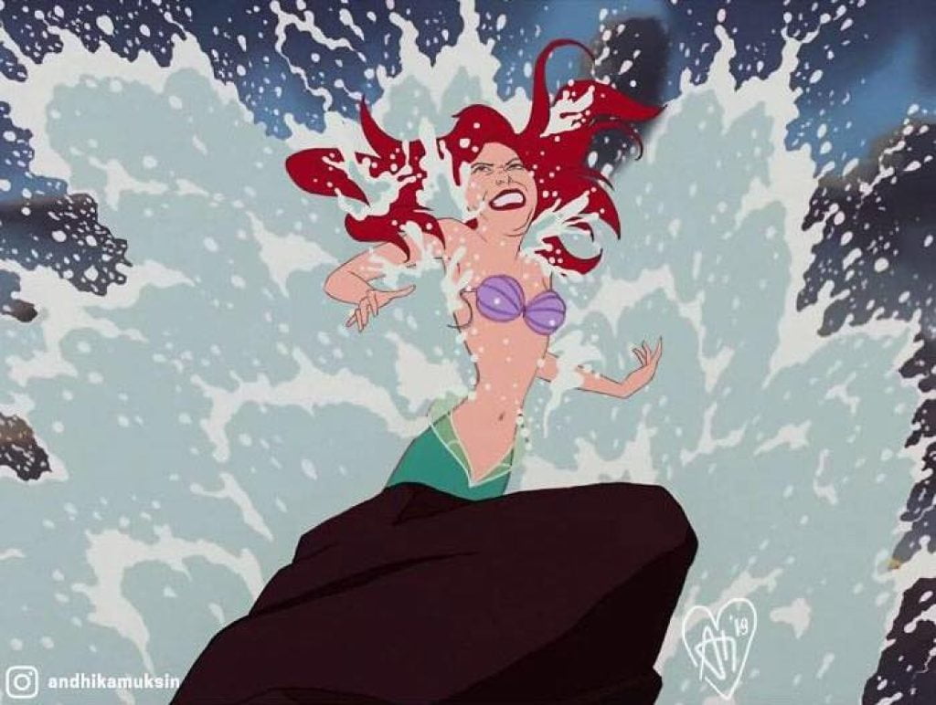 Disney prinsessen Ariel water haar