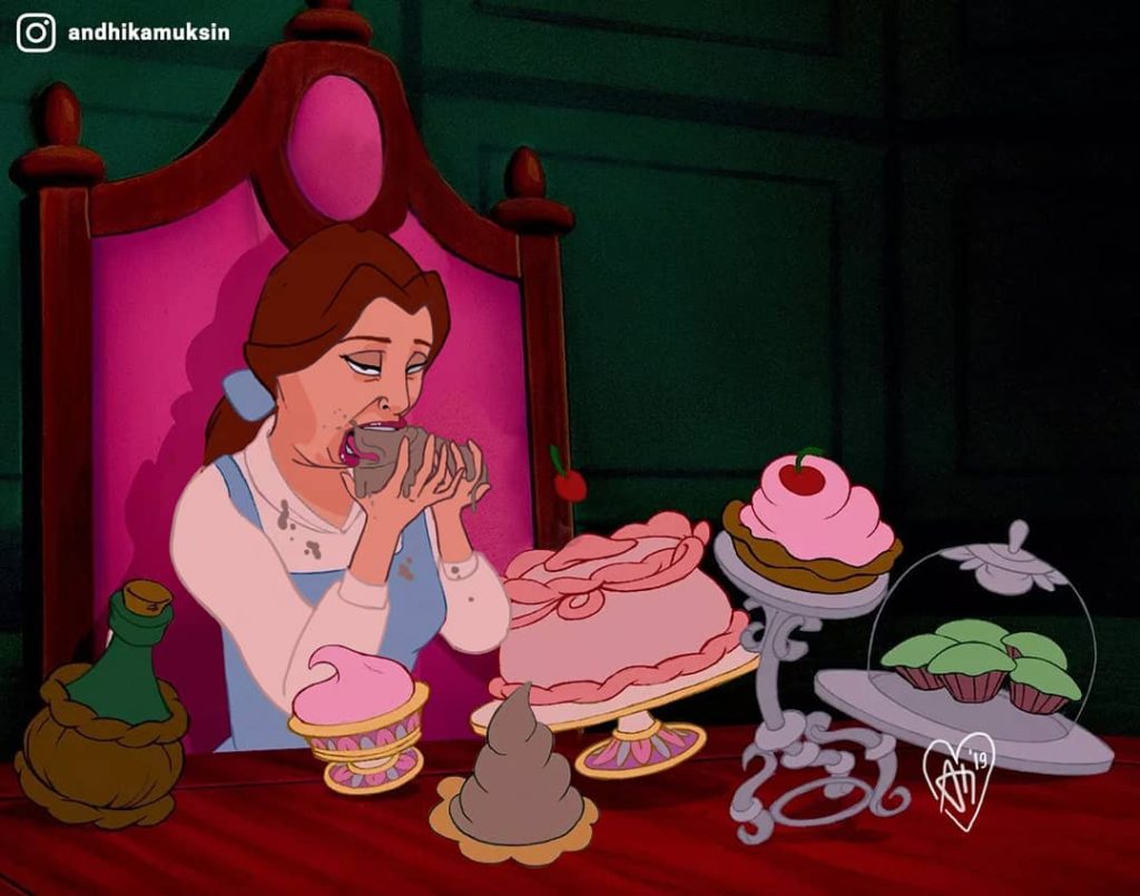 Disney prinsessen realistisch getekend Belle