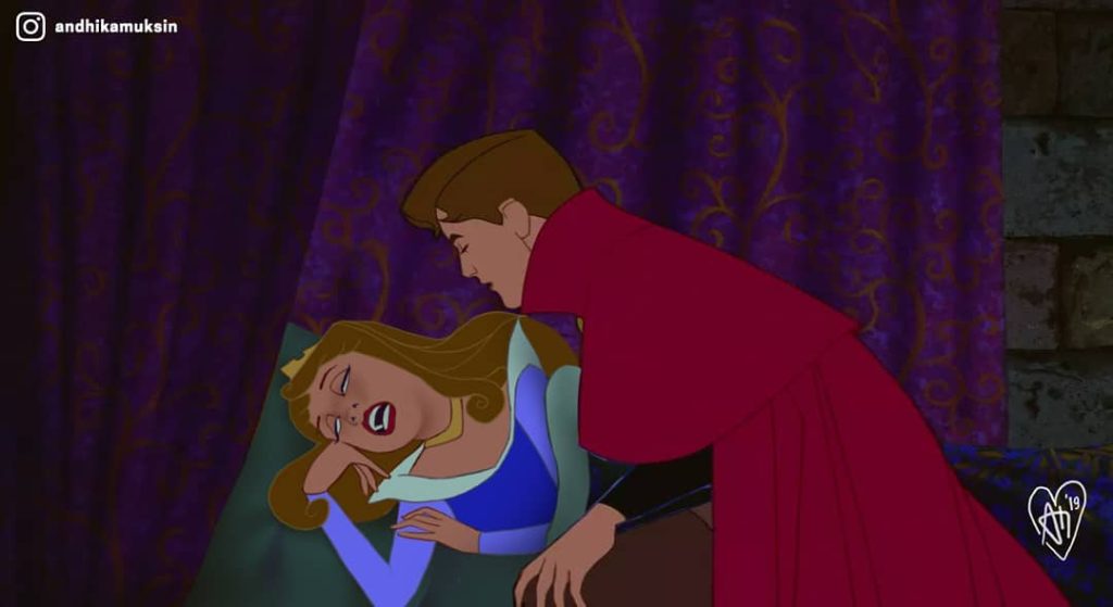Disney prinsessen realistisch getekend schone slaapster