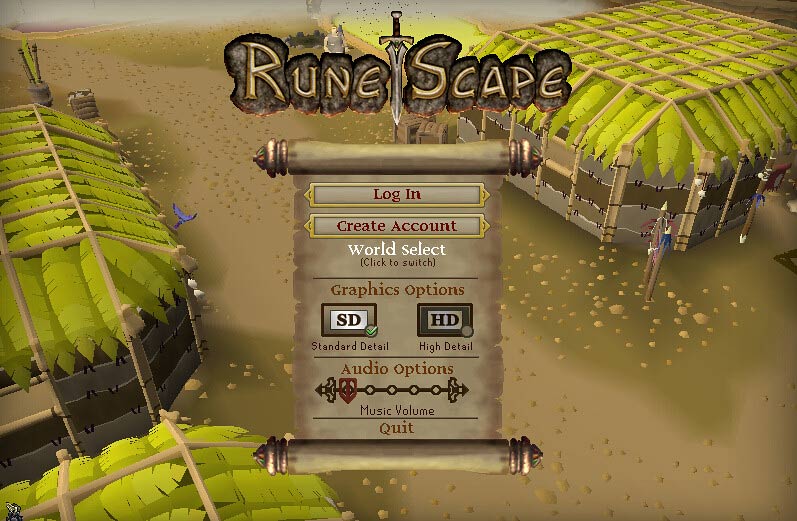 Runescape begin menu spel game