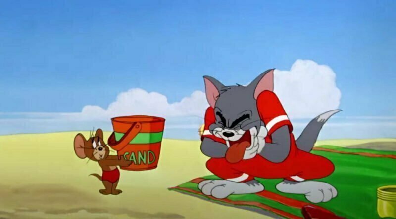 Tom en Jerry strand zand